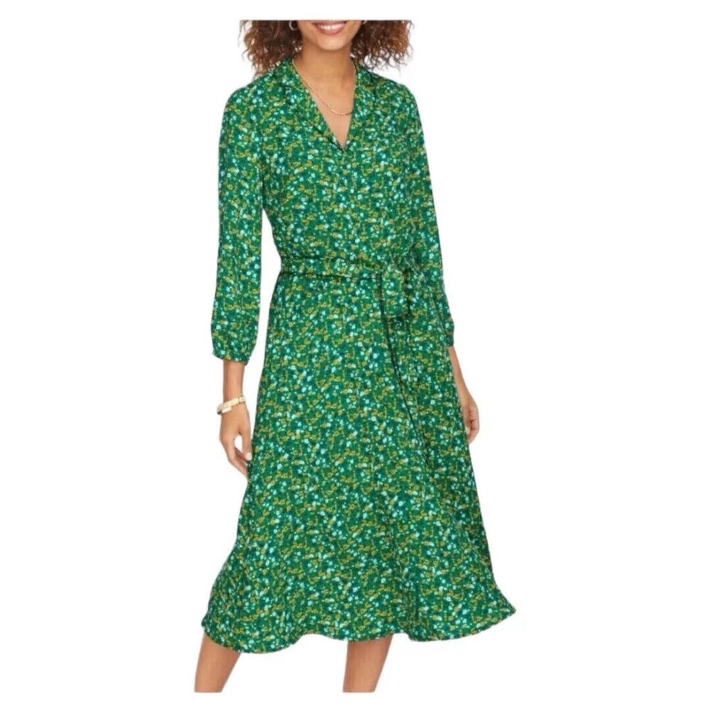 Talbots Green Floral Midi Dress